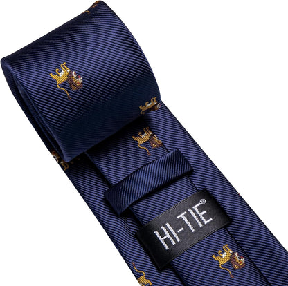 Hi-Tie Men's Tie Sets Silk Paisley Striped Necktie Pocket Square Cuff-links Sets Wedding Business Holiday