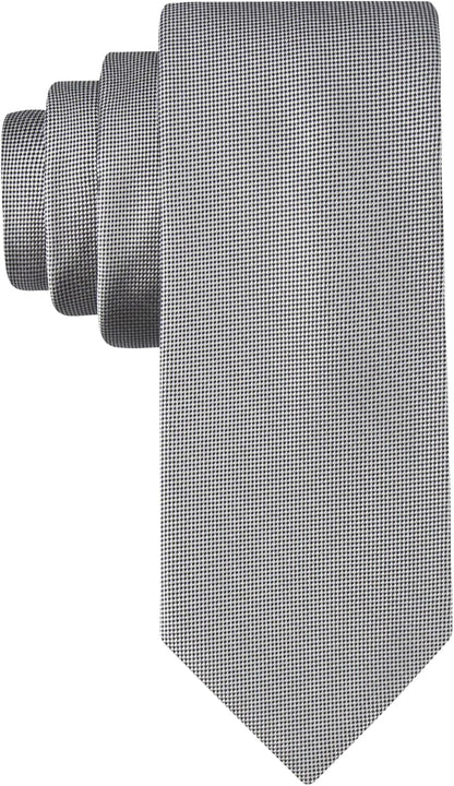 Calvin Klein Men's Silver Spun Solid Necktie (Standard and Extra Long Sizes)