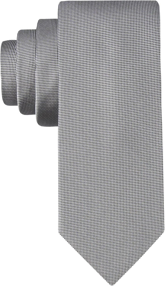 Calvin Klein Men's Silver Spun Solid Necktie (Standard and Extra Long Sizes)