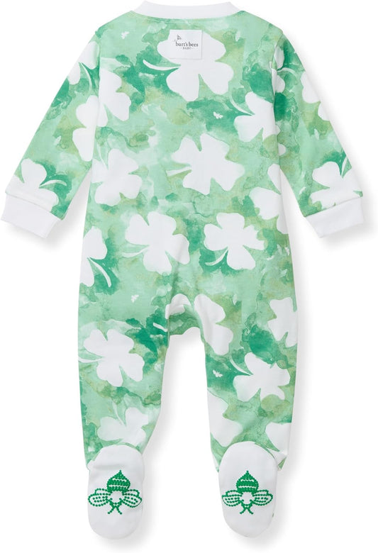 Burt's Bees Baby Baby Girls Pajamas, Zip Front Non-Slip Footed Sleeper Pjs, 100% Organic Cotton