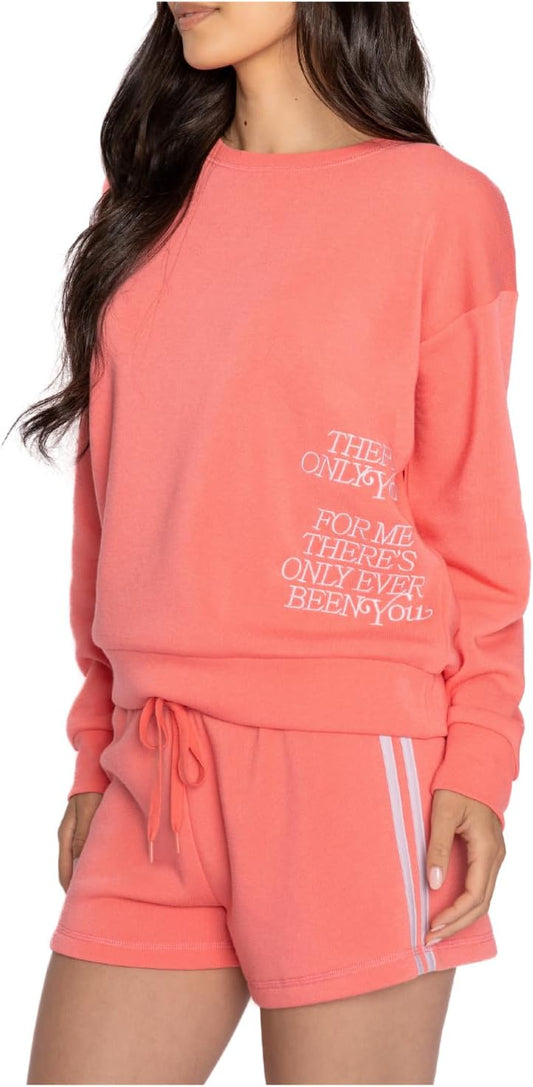 The Summer I Turned Pretty Women's Embroidery Printed Sweatshirt and Bottom Short Lounge Pajama Set
