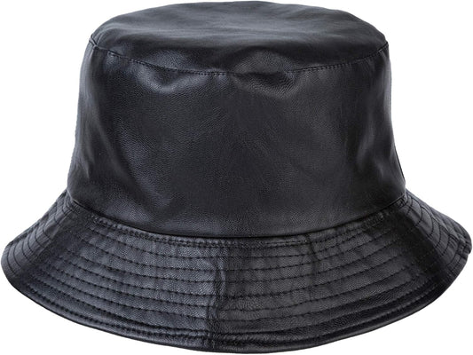 ZLYC Unisex Fashion Bucket Hat PU Leather Rain Hat Waterproof Fishmen Cap