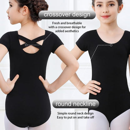 DIPUG Leotards for Girls Leotard Toddler Short Sleeve Crisscross Back