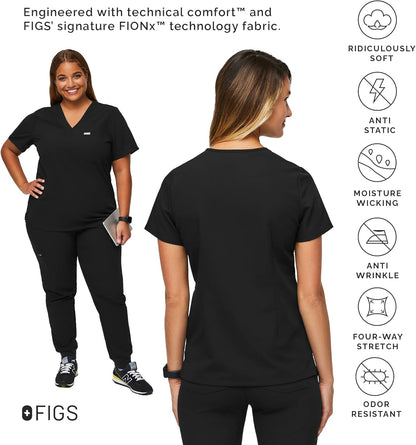 FIGS Catarina Scrub Tops for Women — Classic Fit, 1 Pocket, Four-Way Stretch, Anti-Wrinkle