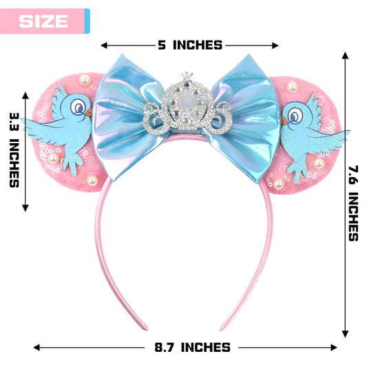 MADO pink mouse ears headband for adults women kids girls, princess mini ears for adult kids women girls