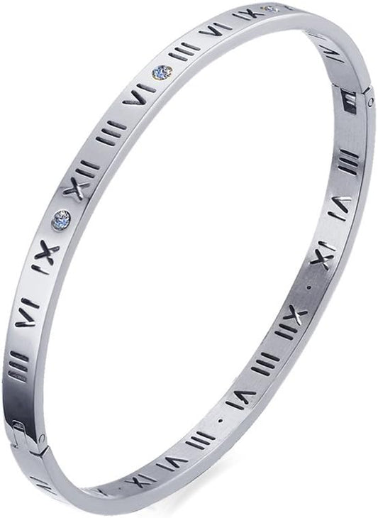 Love Friendship Stainless Steel Roman Numeral Bangle Bracelet Best Gifts Couples Valentine's Day
