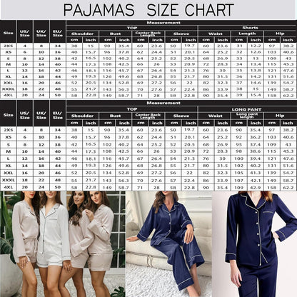5Pcs XS-XXL Womens Silk Satin Pajamas Sets Long Pj Sets Button Down Pjs Set Loungewear Sleepwear
