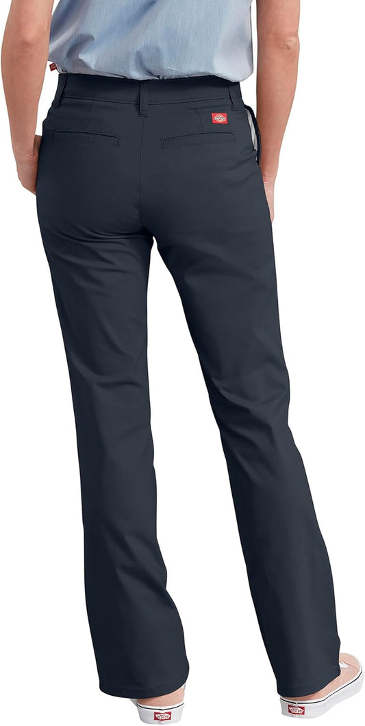 Dickies Women's Flat Front Stretch Cotton Blend Pants