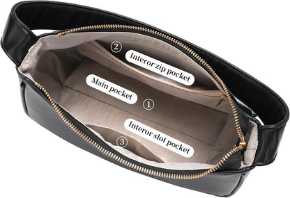 Women's Shoulder Bags, Small Hobo Tote Elegant Clutch Purse with Zipper Closure