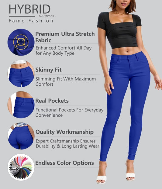 Hybrid & Company Womens Hyper Ultra Stretch Comfy Skinny Leg Work Casual Pants