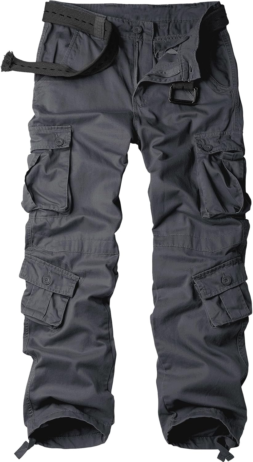 AKARMY Men's Casual Cargo Pants Military Army Camo Pants Combat Work Pants with 8 Pockets