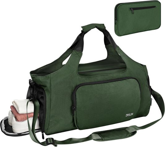 Gym Bags for Men Women, Sports Duffle Bag, Travel Gym Bag with Shoes Compartment and Wet Pocket, Foldable, Lightweight for Travel, Gym, Yoga