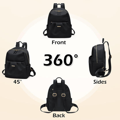 Backpack for Women, Small Cute Backpack Purse Lightweight Casual Daypack Backpack for Travel Mini Backpacks for Ladies College Work,9.7Inch,Black