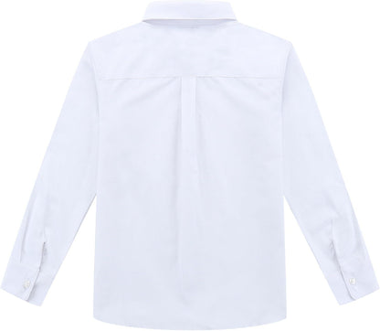 Bienzoe Boys Button Down Shirt: Kids Long Sleeve School Uniform Dress Tops Pack