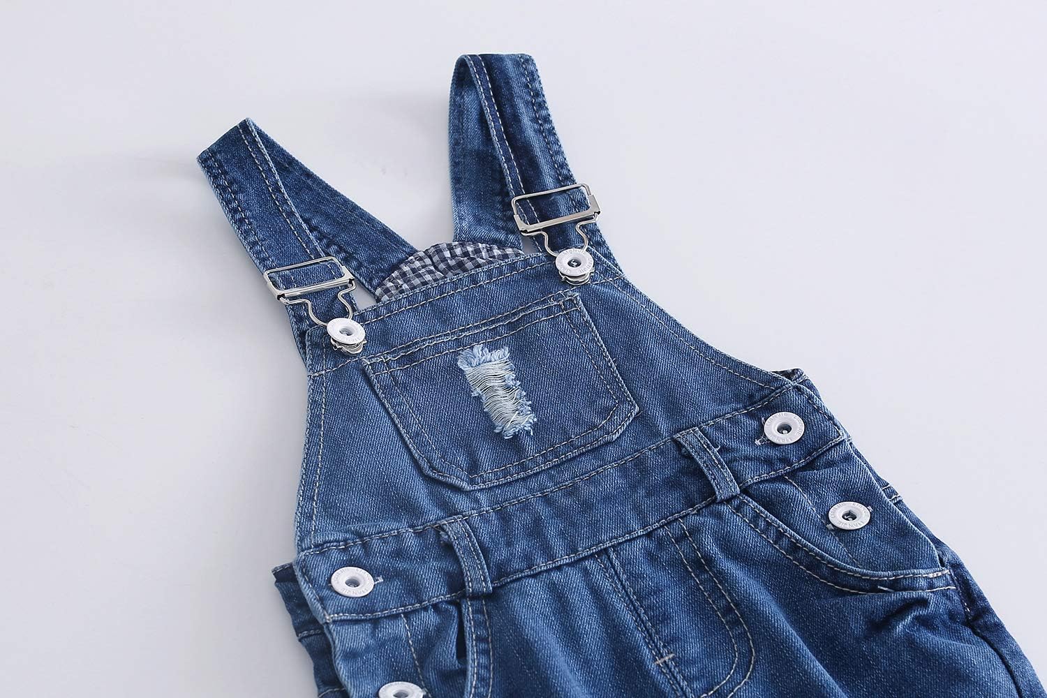KIDSCOOL SPACE Baby Boy Girl Jean Overalls,Toddler Ripped Denim Cute Workwear