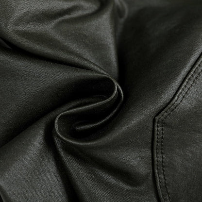 Women's Faux Leather Coated Flare Pants Mid Waist PU Skinny Black Leggings Bell Bottom Pants with Pockets