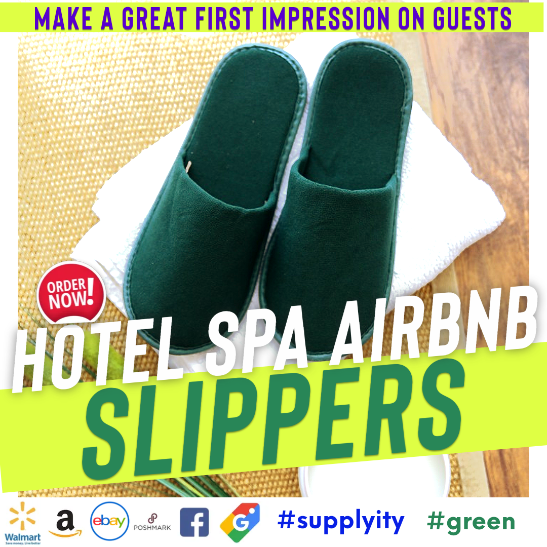 Chochili Yeşil 10 Çift Kumaş Paketlenmiş Havlu Pamuklu Airbnb Spa Düğün Misafirleri için Tek Kullanımlık Otel Terlikleri Yetişkin Erkekler Kadınlar Boyut 10-11, Yeşil