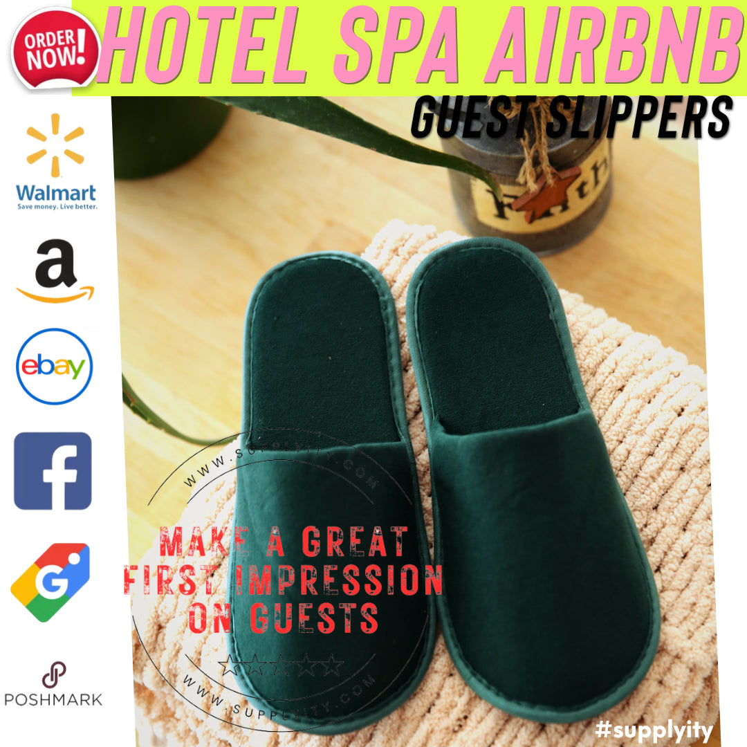 Chochili Fabric Packed Non-Woven Disposable Hotel Slippers for Travel Airbnb Spa Wedding Guests Adult Men Women Size 10-11, White