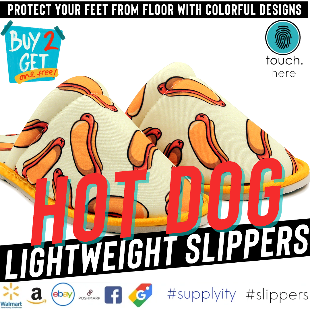 Chochili Men Hot Dog Home Slippers Beige Orange Lightweight Silent Walk Size 8 to 10