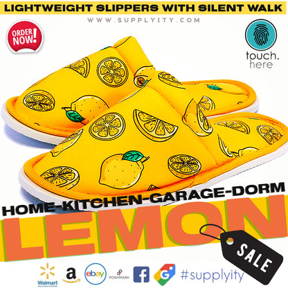 Chochili Men Lemon Home Slippers Yellow and Green Lightweight Silent Walk Size 8 to 10