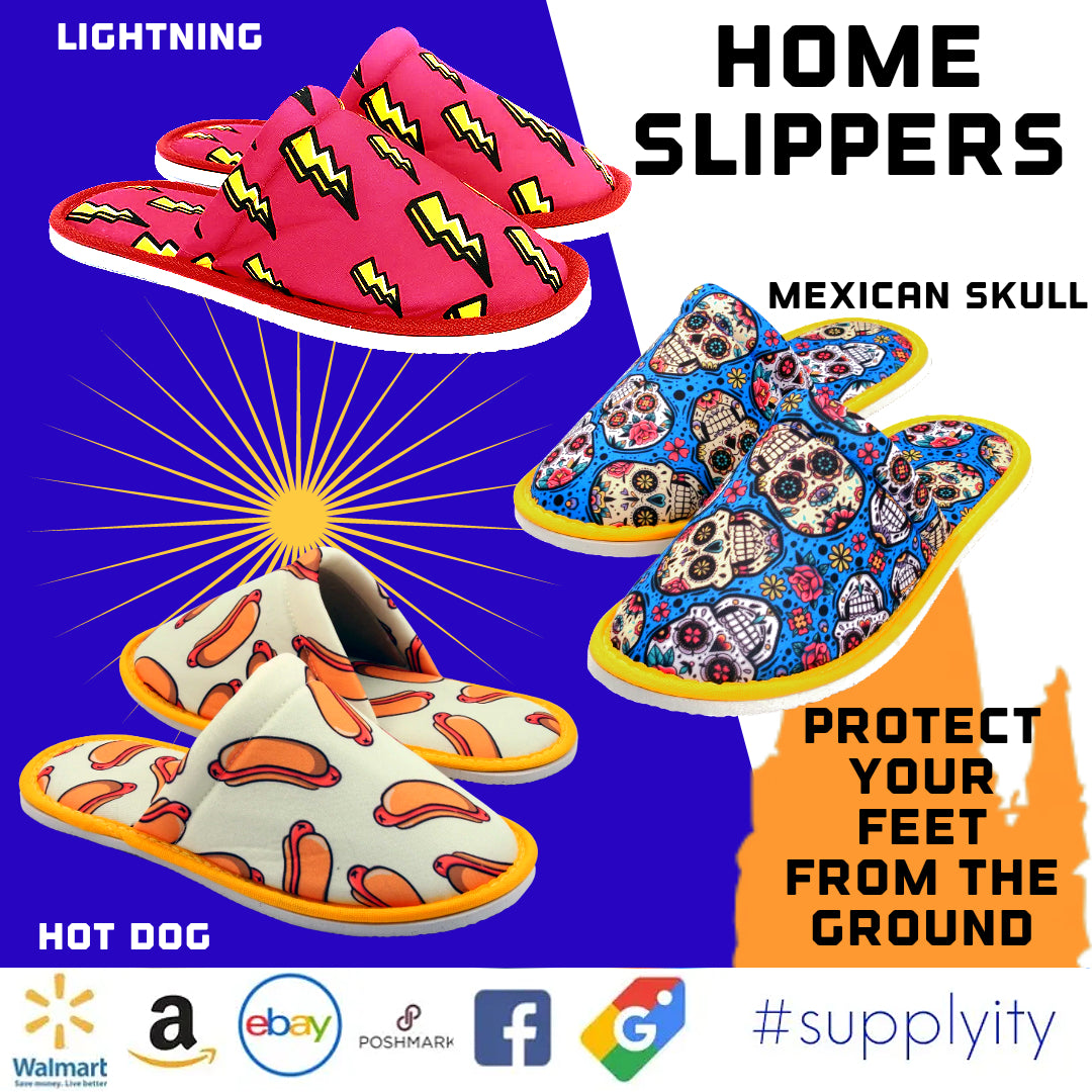 Chochili Men Hot Dog Home Slippers Beige Orange Lightweight Silent Walk Size 8 to 10