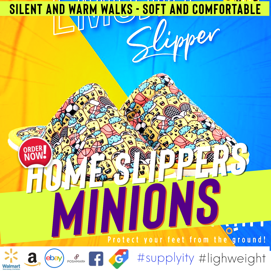 Chochili Men Minion Home Slippers Yellow Blue Lightweight Silent Walk Size 8 to 10