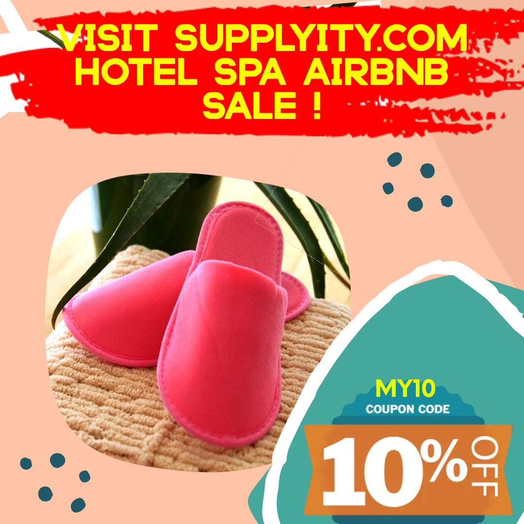 Chochili Pink 10 Pairs Fabric Packed Terry Cotton Disposable Hotel Slippers for Airbnb Spa Wedding Guests Adult Women Size 7-8,Pink