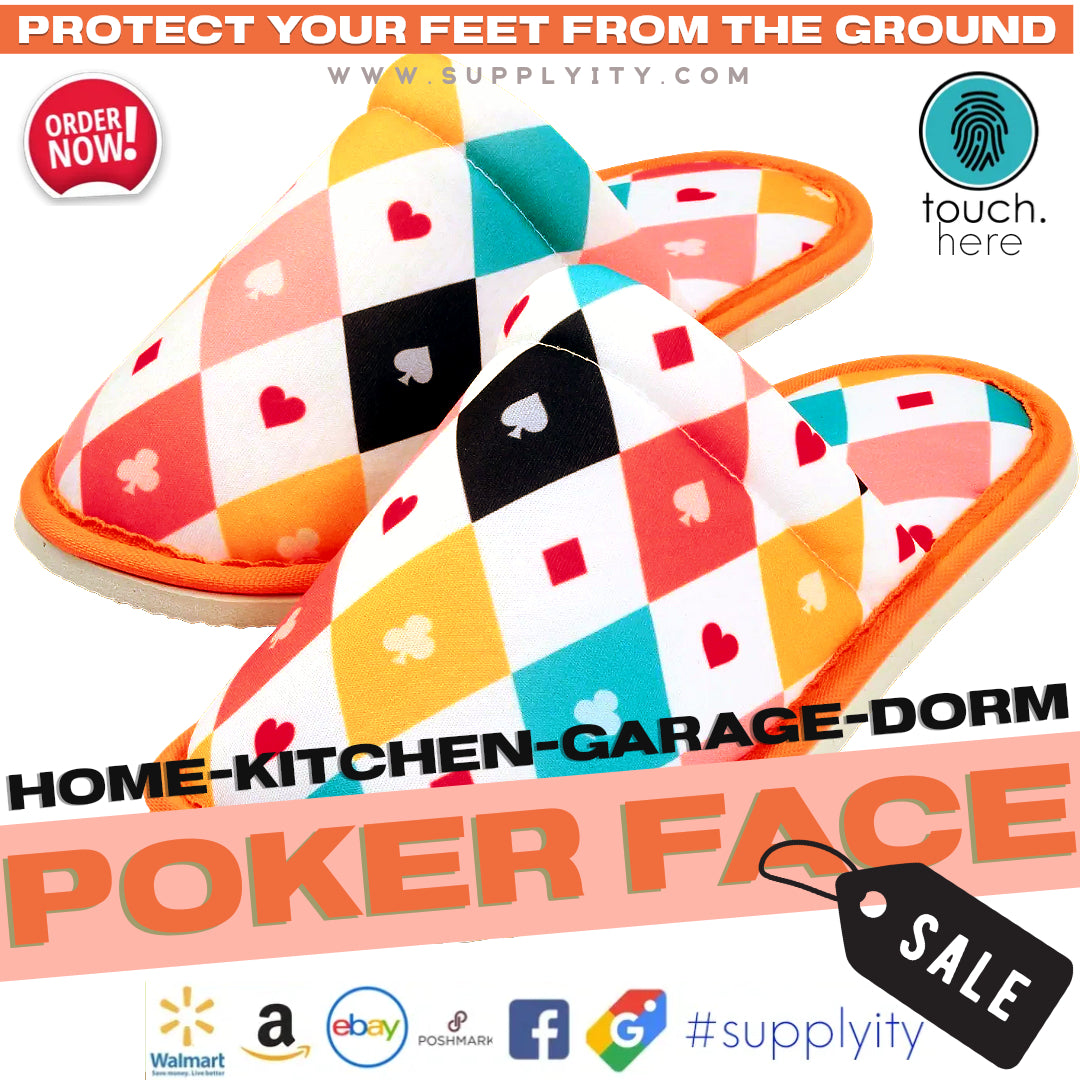 Chochili Men Poker Home Slippers White Pink Lightweight Silent Walk Size 8 to 10