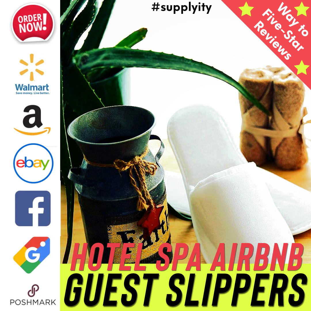 Chochili 500 Pairs Fabric Packed Terry Cotton Disposable Bulk Hotel Slippers for Airbnb Spa Wedding Guests Adult Men Women Size 10-11, White - supplyity