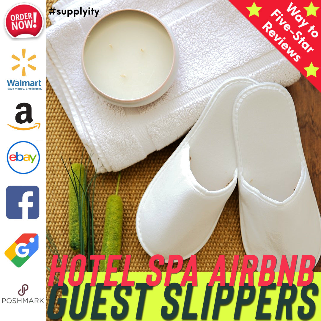 Chochili 420 Pairs Fabric Packed Non-Woven Disposable Hotel Slippers for Airbnb Spa Wedding Guests Adult Men Women Size 10-11, White - supplyity