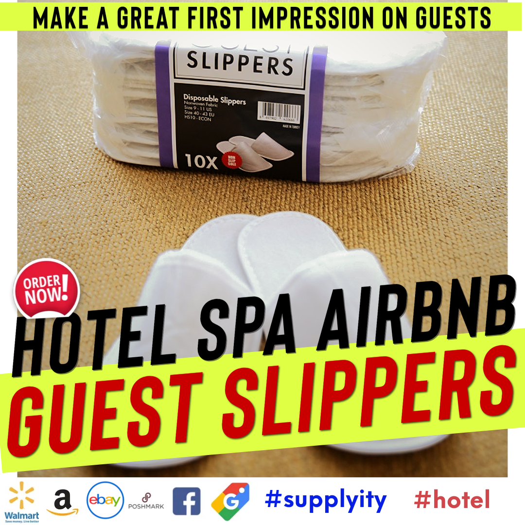 Chochili 10 Çift Kumaş Airbnb Spa Düğün Misafirleri için Dokunmamış Tek Kullanımlık Otel Terlikleri Yetişkin Erkek Kadın Boyut 10-11, Beyaz