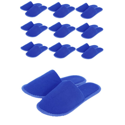 Chochili Blue 10 Pairs Fabric Packed Terry Cotton Disposable Hotel Slippers for Airbnb Spa Wedding Guests Adult Men Women Size 10-11 - supplyity