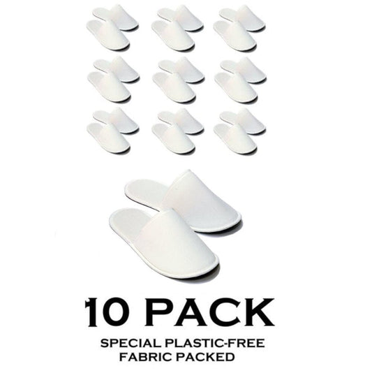 Chochili 10 Pairs Fabric Packed Terry Cotton Disposable Hotel Slippers for Airbnb Spa Wedding Guests Adult Men Women Size 10-11, White Disposable Slippers supplyity 