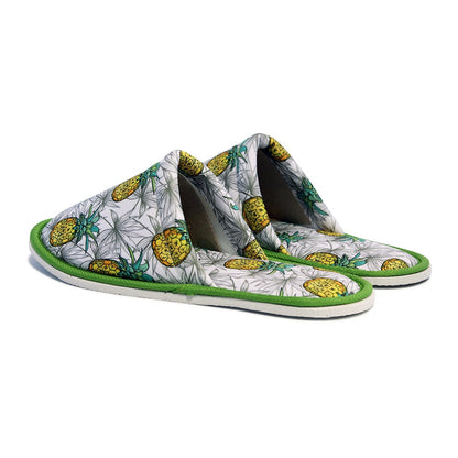 Chochili Men Pineapple Home Slippers Green and Yellow Lightweight Silent Walk Size 8 to 10 - supplyity