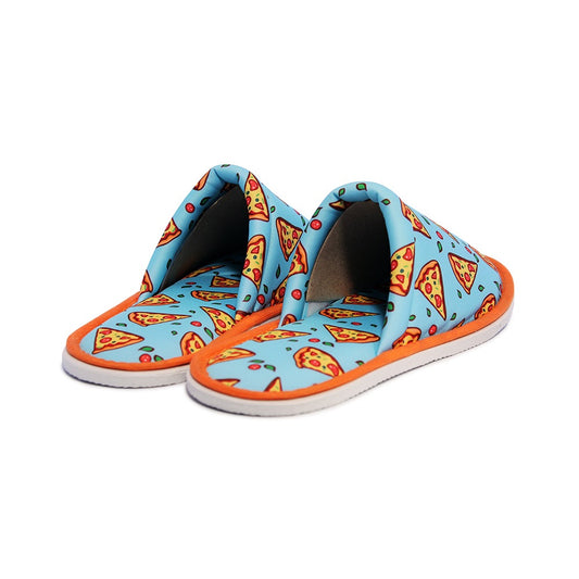 Chochili Men Pizza Slices Home Slippers Orange and Turquoise Lightweight Silent Walk Size 8 to 10 - supplyity