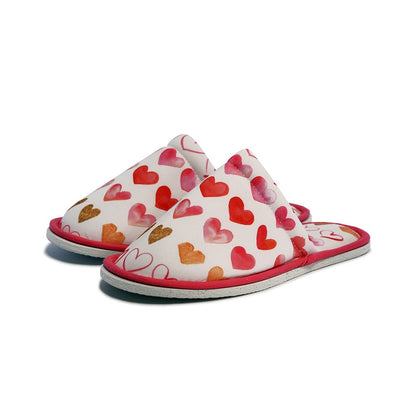 Chochili Women Heart Home Slippers White and Red Love Lightweight Silent Walk Size 7 to 8 - supplyity
