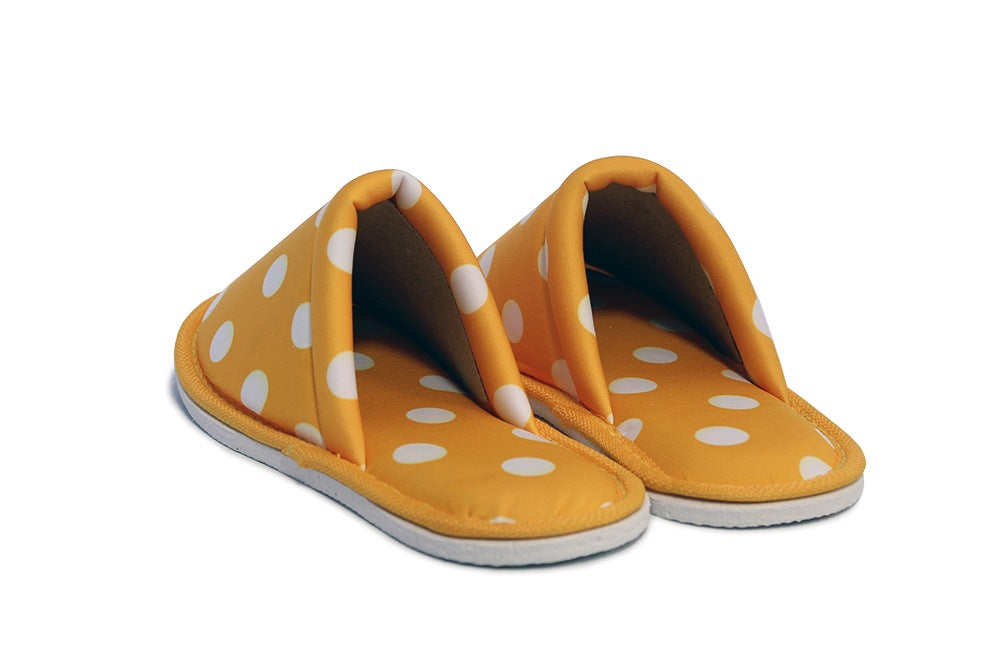Chochili Women Polkadot Home Slippers Yellow and White Lightweight Silent Walk Size 7 to 8 - supplyity