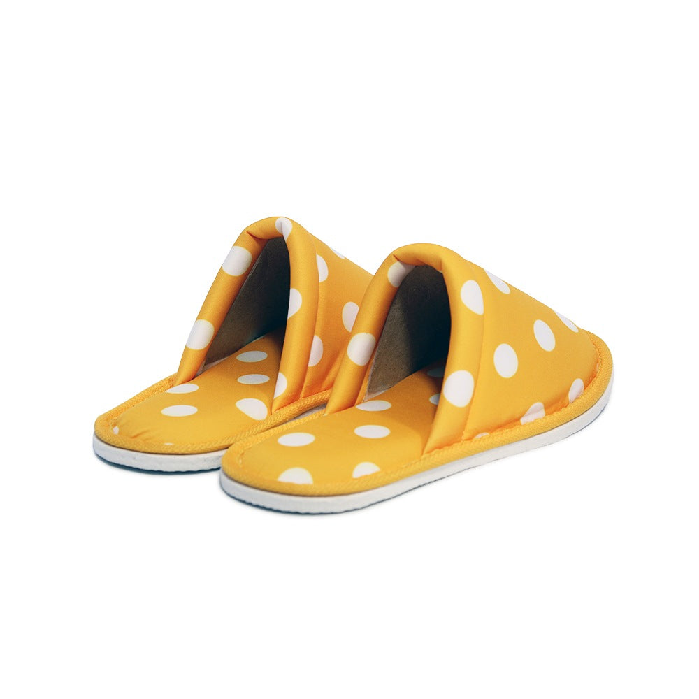 Chochili Women Polkadot Home Slippers Yellow and White Lightweight Silent Walk Size 7 to 8 - supplyity