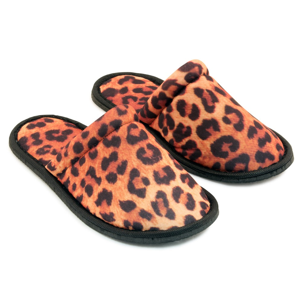 Chochili Women Leopard Home Slippers Orange Black Lightweight Silent Walk Size 7 to 8 - supplyity