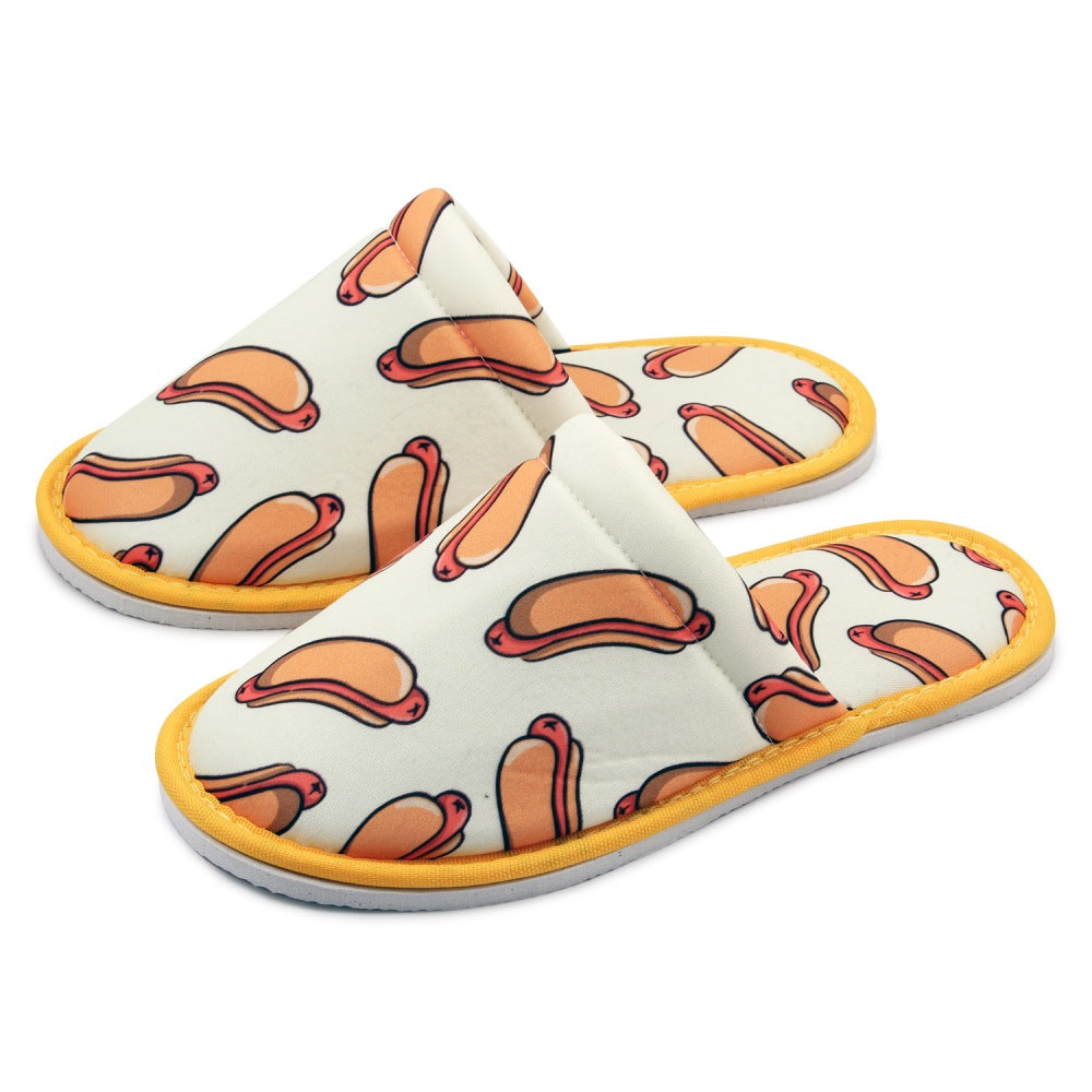 Chochili Men Hot Dog Home Slippers Beige Orange Lightweight Silent Walk Size 8 to 10 - supplyity
