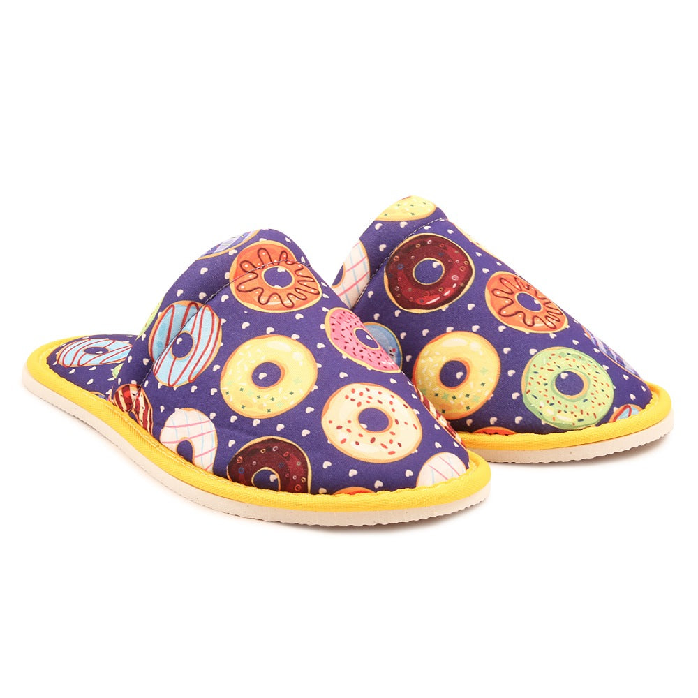 Chochili Women Purple Donut Home Slippers Purple Yellow Lightweight Silent Walk Size 7 to 8 - supplyity