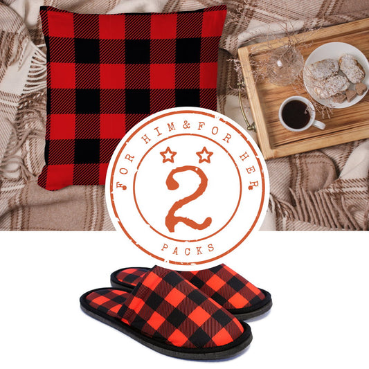 Gift Pack for Him Lumberjack Slippers and Pillow Case Pack Home Decor Pillow Cases Cushion Cover - supplyity