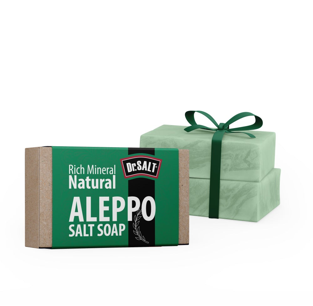 Dr.Salt Rich Mineral Natural Aleppo Salt Soap (2 Bars) Relieve Itching, Hydrate Skin, Fight against Redness and Dryness - supplyity