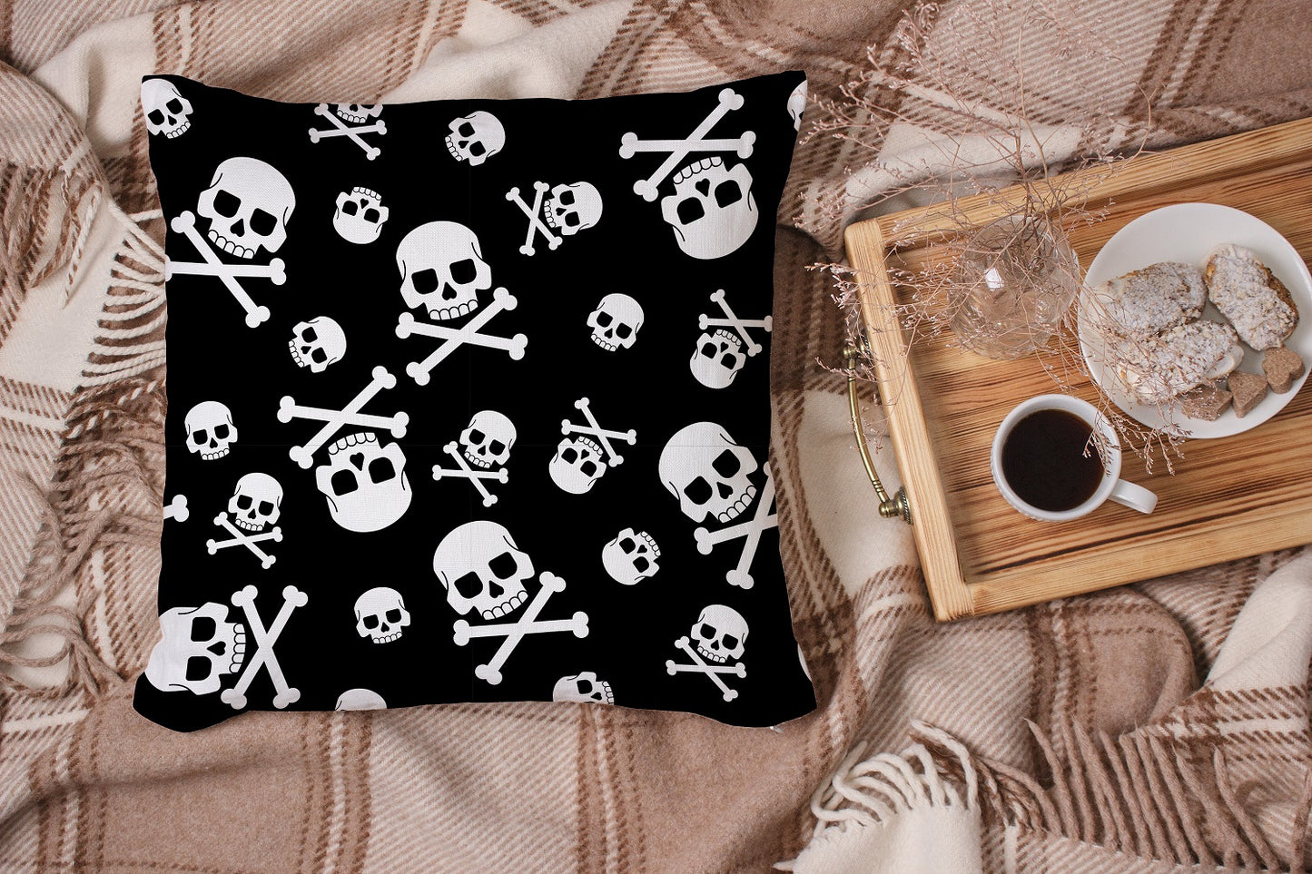 Gift Pack for Him Danger Skull Slippers and Pillow Case Pack Home Decor Pillow Cases Cushion Cover - supplyity