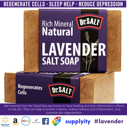 Dr Salt Zengin Mineralli Doğal Levander Tuz Sabunu (2 Bar) Sakinleştirici Etki, Hücreleri Yeniler, Uykuya Yardımcı Olur, Depresyonu Azaltır