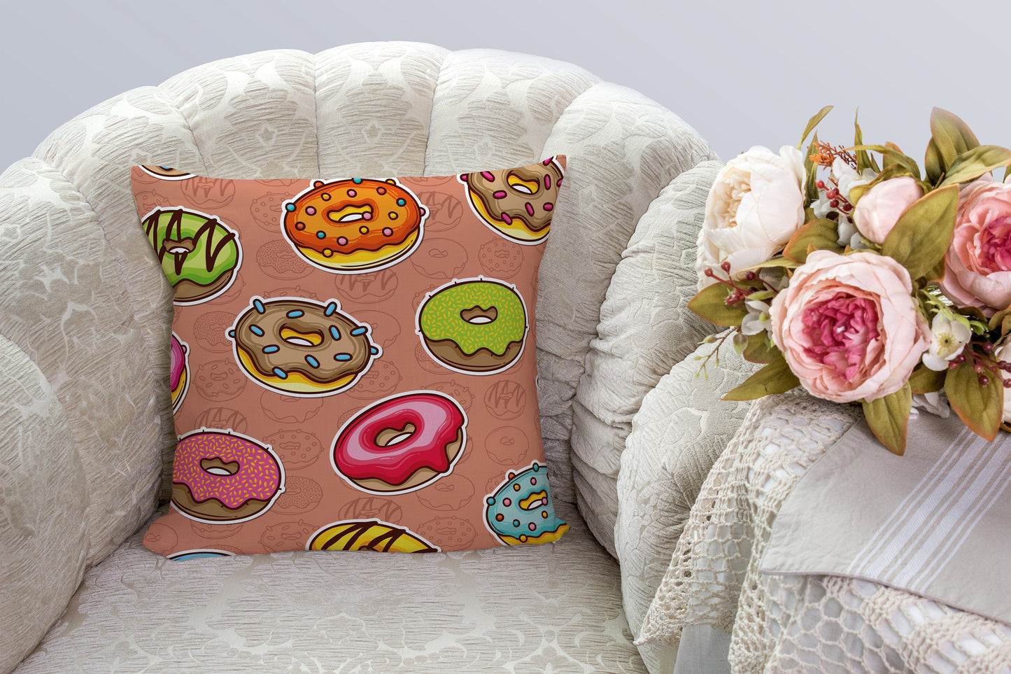 Gift Pack for Her Donut Slippers and Pillow Case Pack Home Decor Graphic Pillow Cases Cushion Cover - supplyity