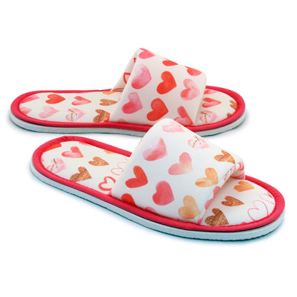 Chochili Women Heart Open Toe Home Slippers Kitchen Patio White and Red Love - supplyity