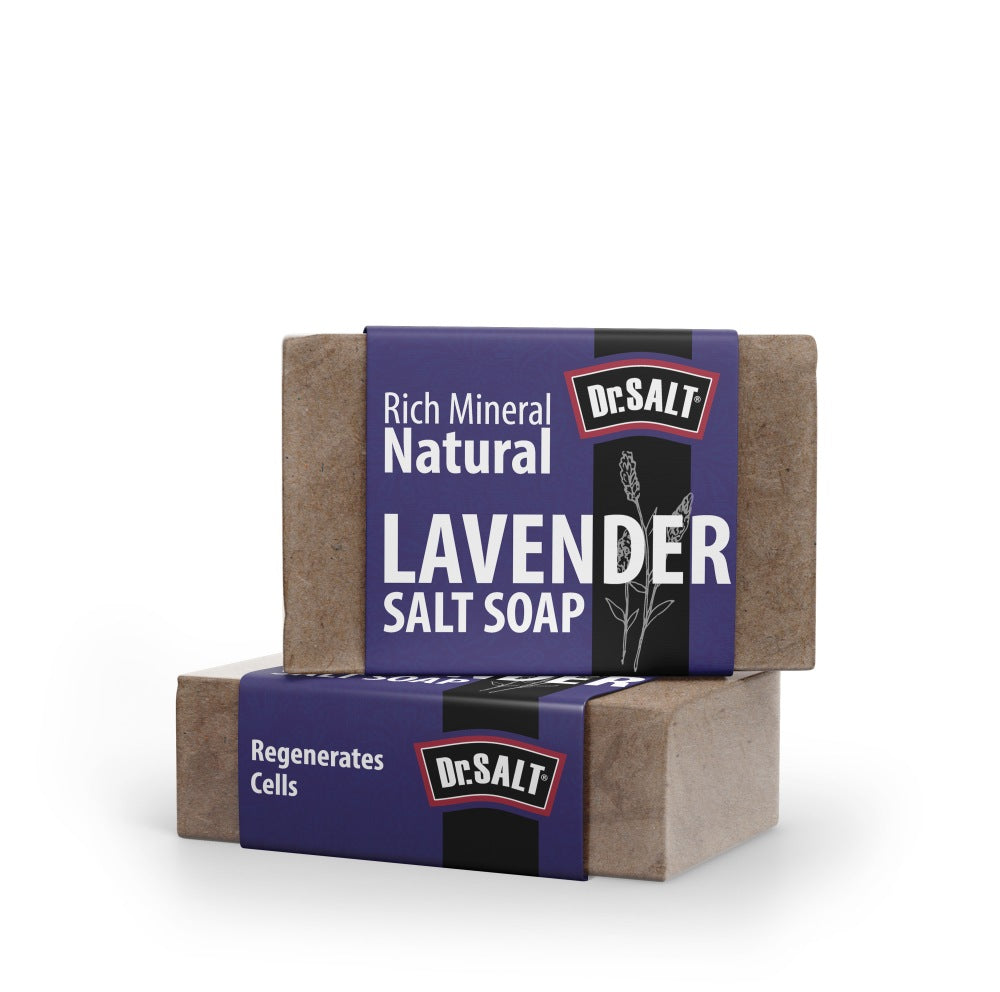 Dr Salt Rich Mineral Natural Levander Salt Soap (2 Bars) Calming Effect, Regenerate Cells, Sleep Help, Reduce Depression - supplyity