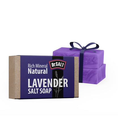 Dr Salt Rich Mineral Natural Levander Salt Soap (2 Bars) Calming Effect, Regenerate Cells, Sleep Help, Reduce Depression - supplyity