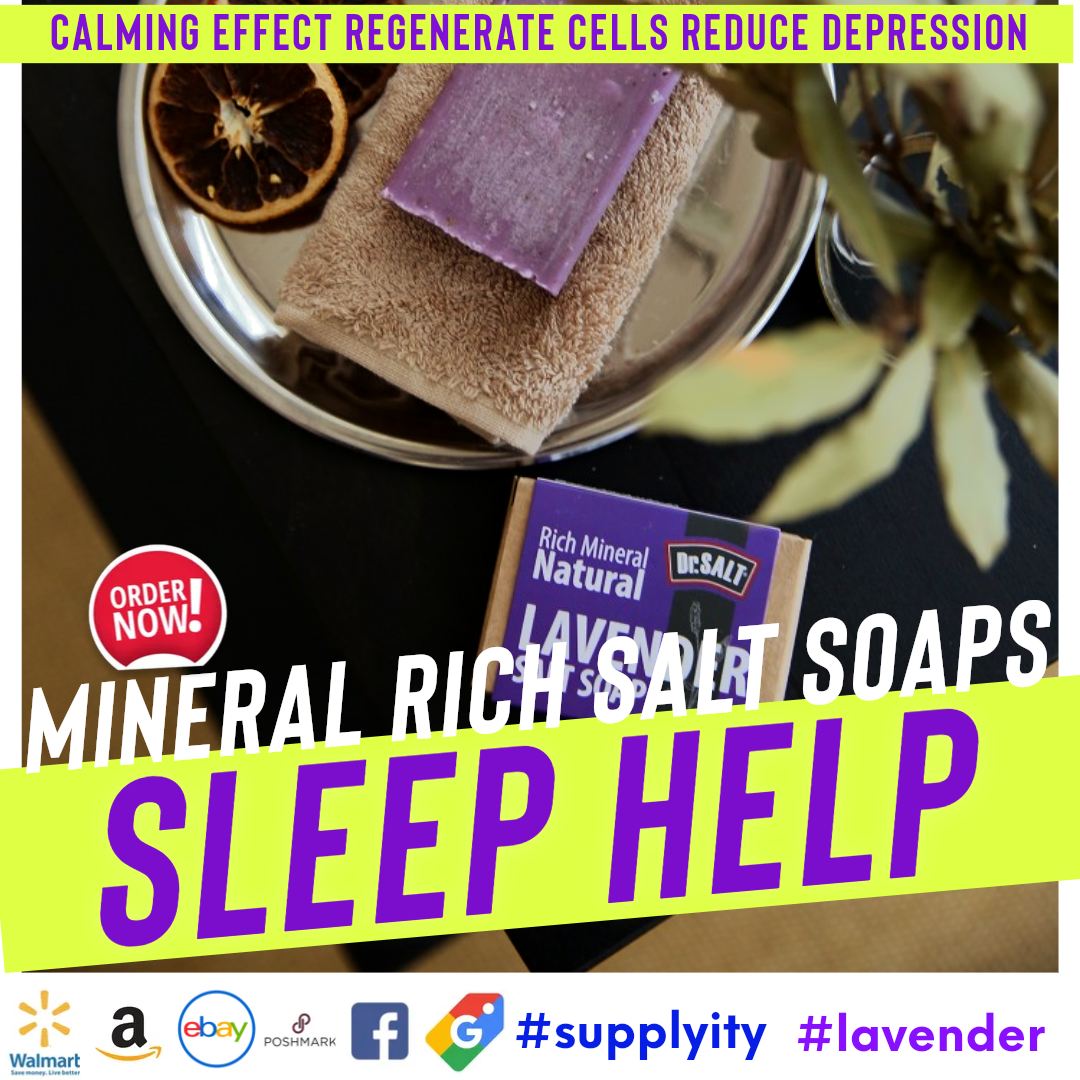 Dr Salt Rich Mineral Natural Levander Salt Soap (2 Bars) Calming Effect, Regenerate Cells, Sleep Help, Reduce Depression